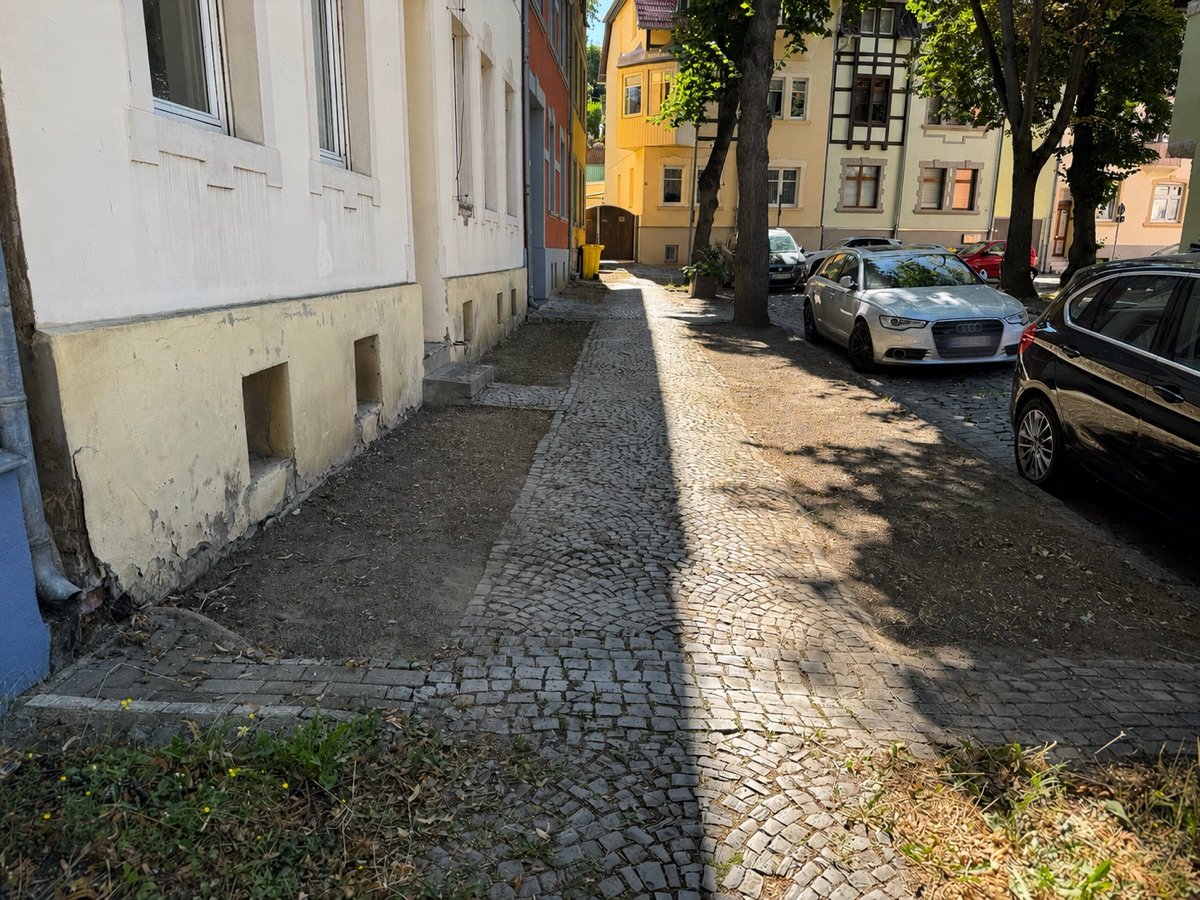 Fugen und Randstreifen freigelegt, die Fläche wieder auf ganzer Breite begehbar